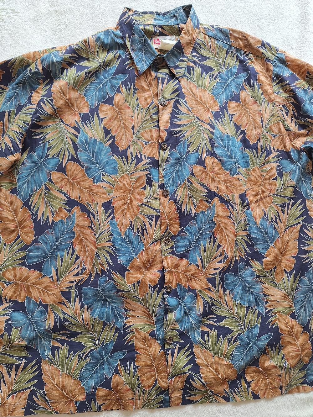 Vintage Hilo Hattie 2XL Hawaiian Aloha Shirt Made in Hawaii Blue Floral - Picture 4 of 9